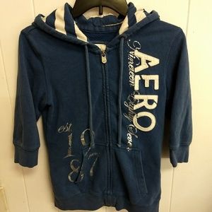 Aero 3/4 sleeve zip up hoodie sz medium